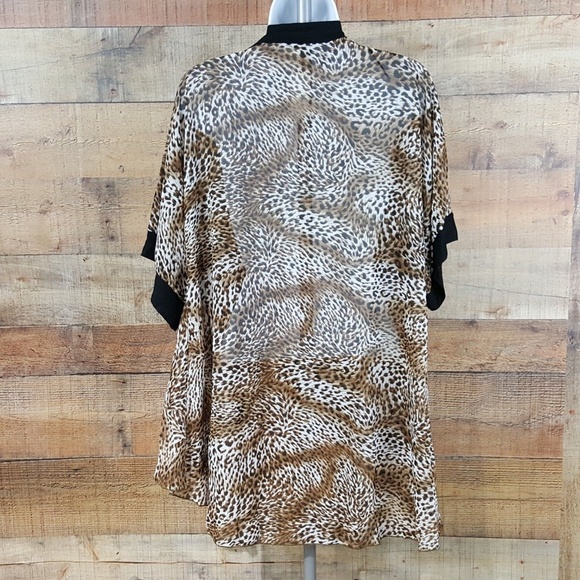 Napoli Long-Line Shawl Women's Size S Leopard Print Black Trim - Picture 2 of 4